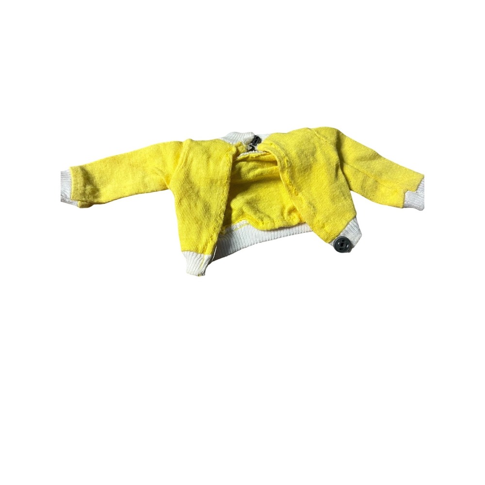 Barbie Vintage 60's Doll Clothes‎ Yellow Cardigan Sweater With White Trim